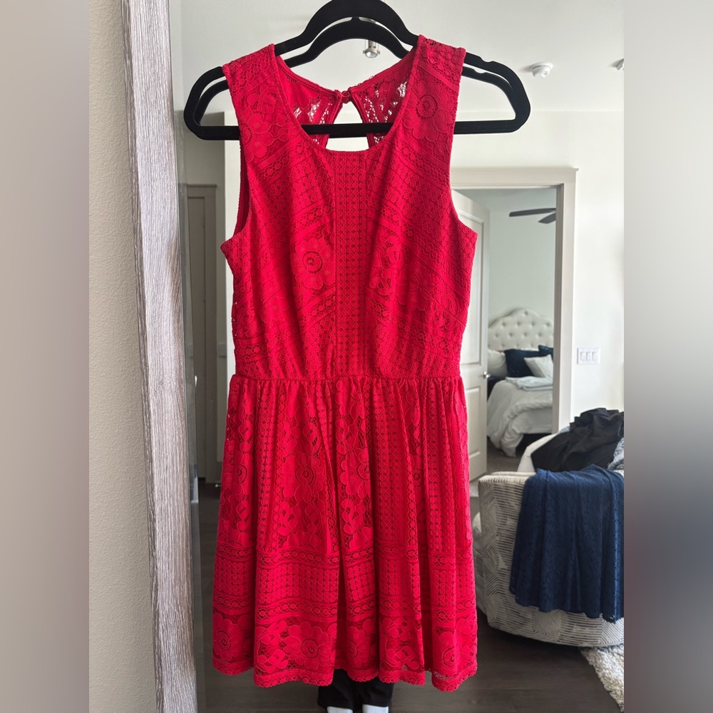 Altar'd State Vibrant Red Lace Dress
